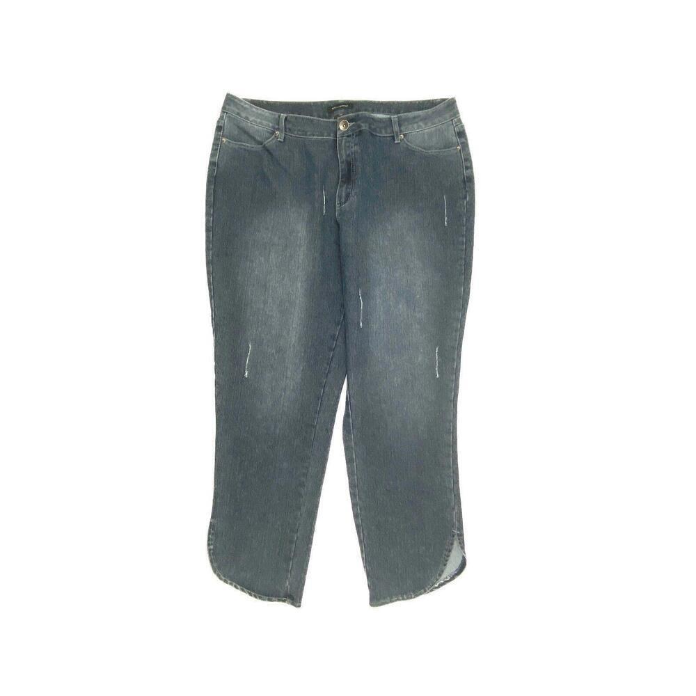 Ashley Stewart‎ Distressed Skinny Women's size 20W Dark Wash Blue Denim jeans